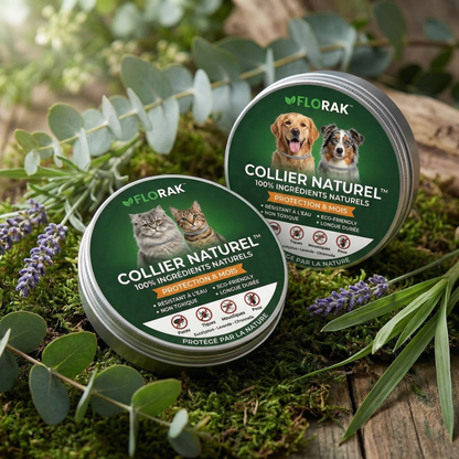 COLLIER FLORAK™ - Protection Naturelle Anti-Puces & Tiques 8 Mois